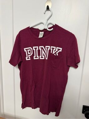 PINK Victoria's Secret Maroon Short-Sleeve Pocket Tee